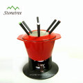 Factory Wholesale Custom Enamel Cast Iron Fondue Set With Forks